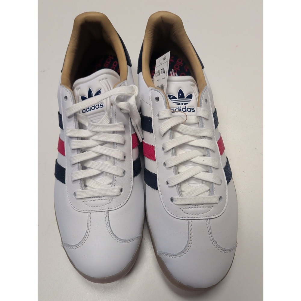 Men's adidas Gazelle Leather Spikeless Golf Shoes Red White Blue 11.5